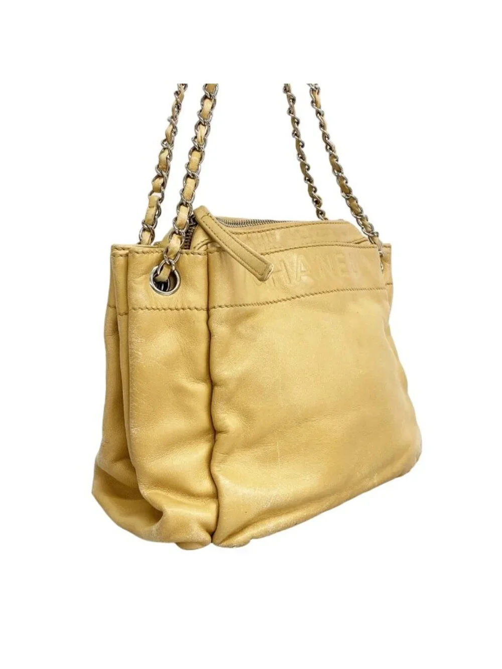 Chanel Shoulder Bag Lambskin Beige Silver - Picture 2 of 10
